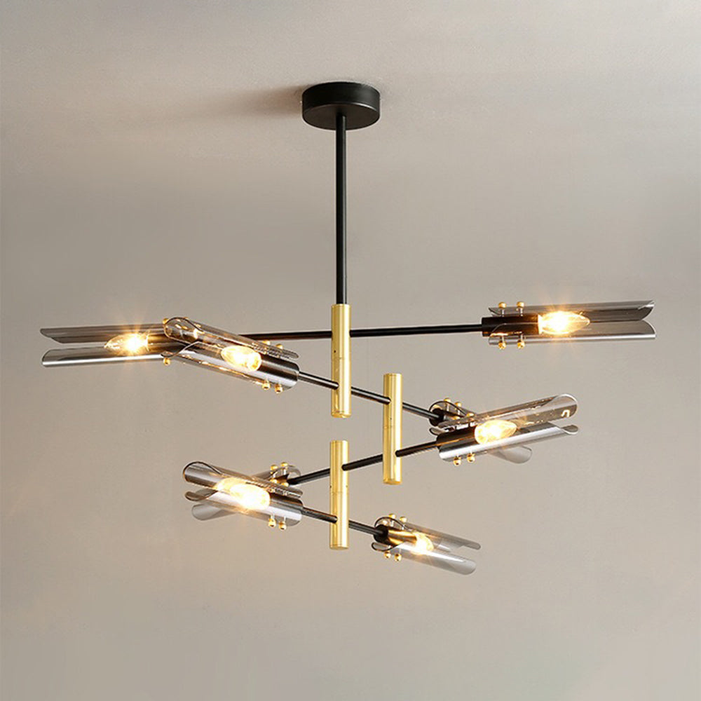 Sanna Moderne Plafondlamp Metaal/Glas Half-Inbouw Grijs/Amber Slaap/Eetkamer