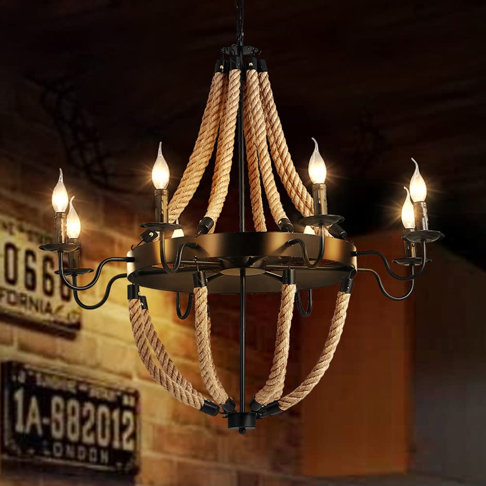 Epoch Industriële LED Hanglampen Metaal/Touw Zwart Woonkamer/Bar