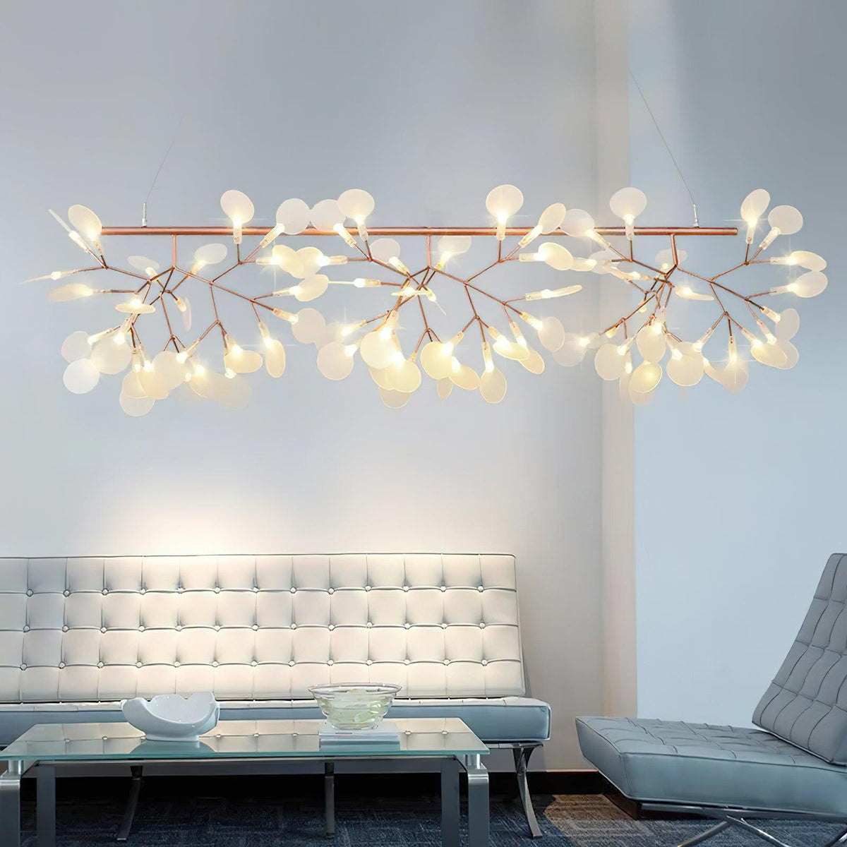 Brenwen kroonluchter LED-takken lange lineaire artistieke