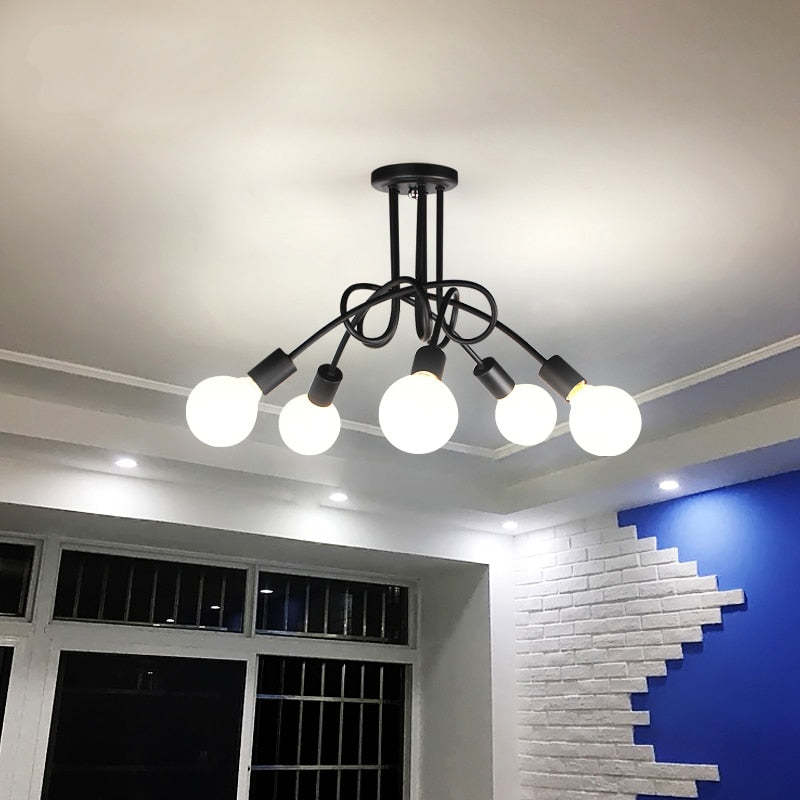 Valentina Moderne Lineaire Curve Plafondlampen Goud Zwart Woonkamer Slaapkamer