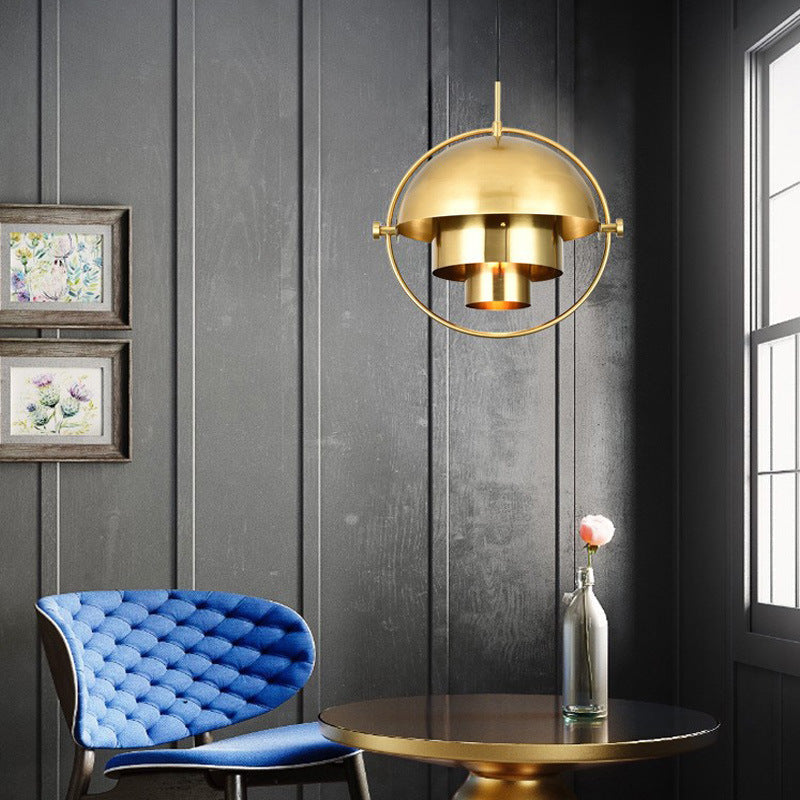 Cooley Ronde Retro LED Hanglampen Zwart Goud Acryl Metaal Eetkamer