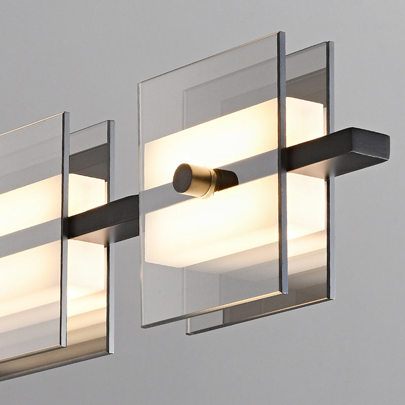 Evette Moderne Scandinavische Lineaire Metaal/Glas Hanglamp Messing/Zwart Eetkamer