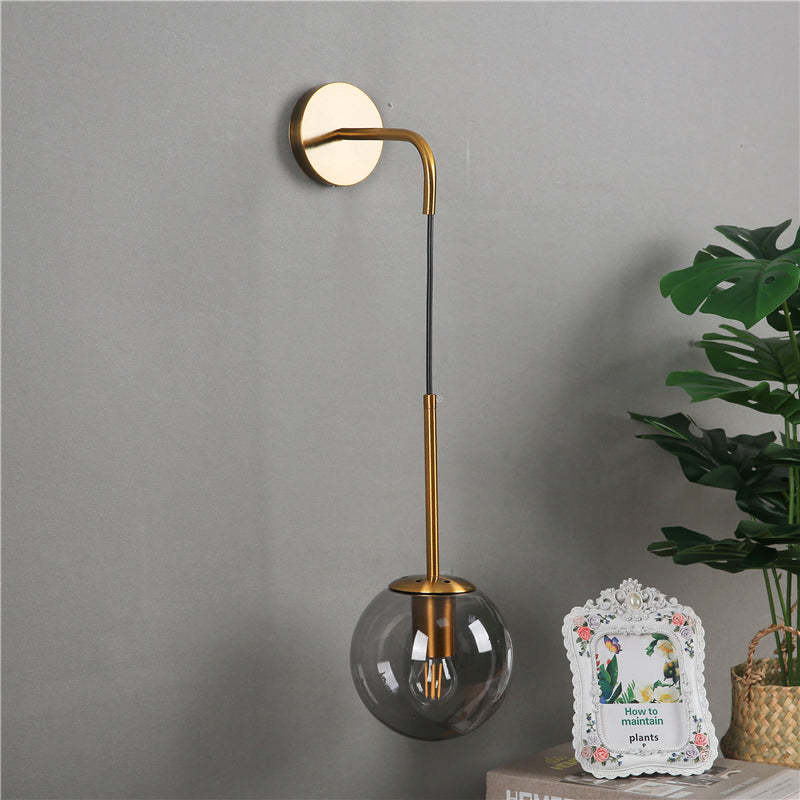 Valentina Moderne Single Hoofd LED Wandlampen Zwart Goud Metaal Glas Slaapkamer