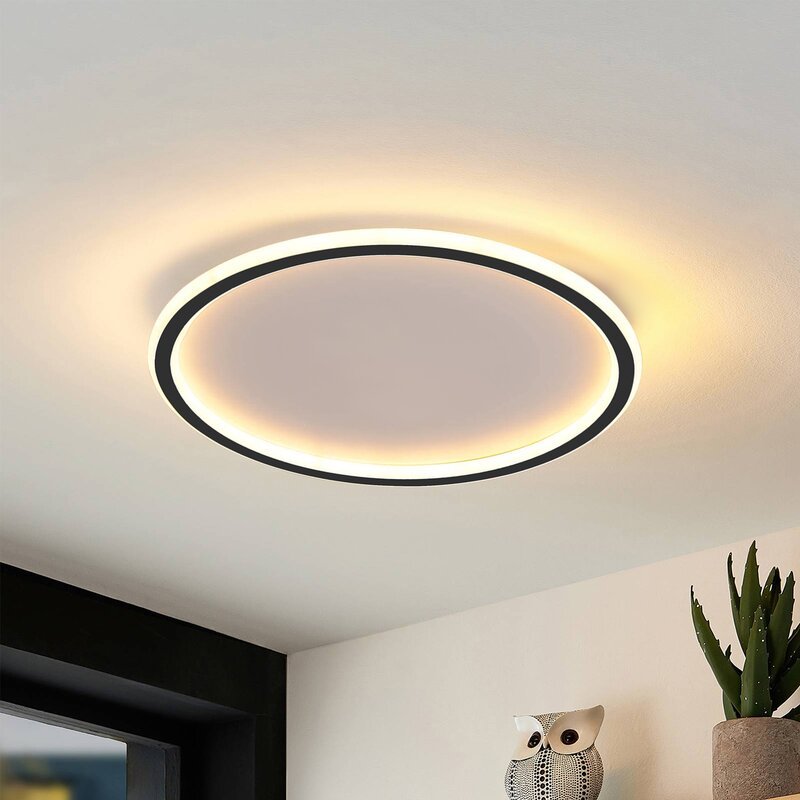 Quinn Moderne Ronde LED Plafondlamp Metaal/Acryl Zwart/Wit Slaap/Eet/Woonkamer
