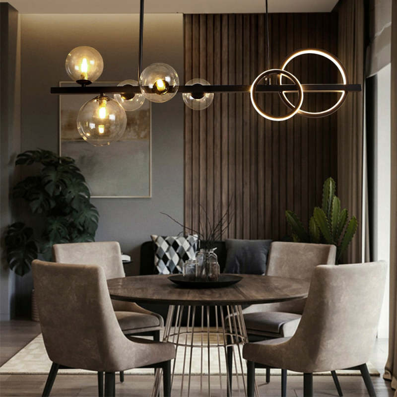 Valentina Vintage LED Hanglampen Zwart Gouden Glas Metaal Woonkamer