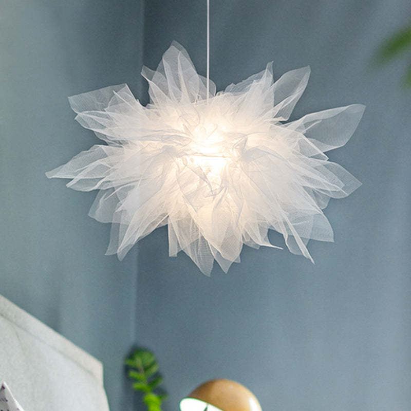 Bella Bloem LED Hanglampen Wit Metaal Stof Woonkamer Eetkamer