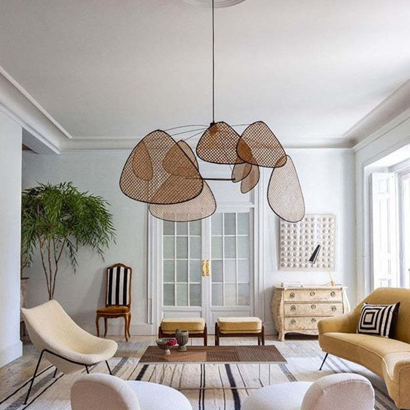 Ozawa Retro LED Hanglampen Metaal Rattan Eetkamer Woonkamer