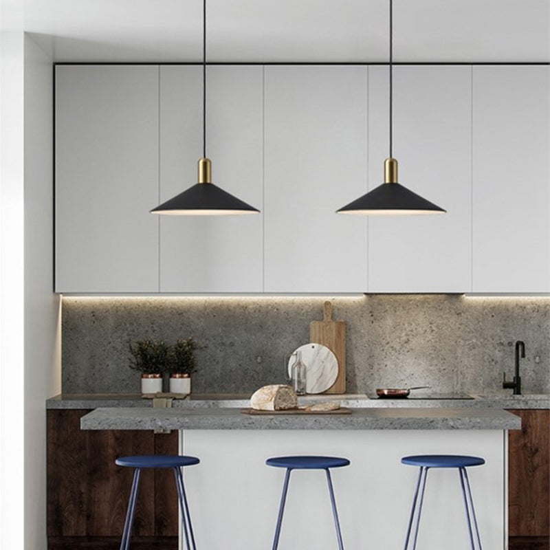 Carins Kegelvormig Design LED Hanglampen Zwart Wit Goud Metaal Eetkamer