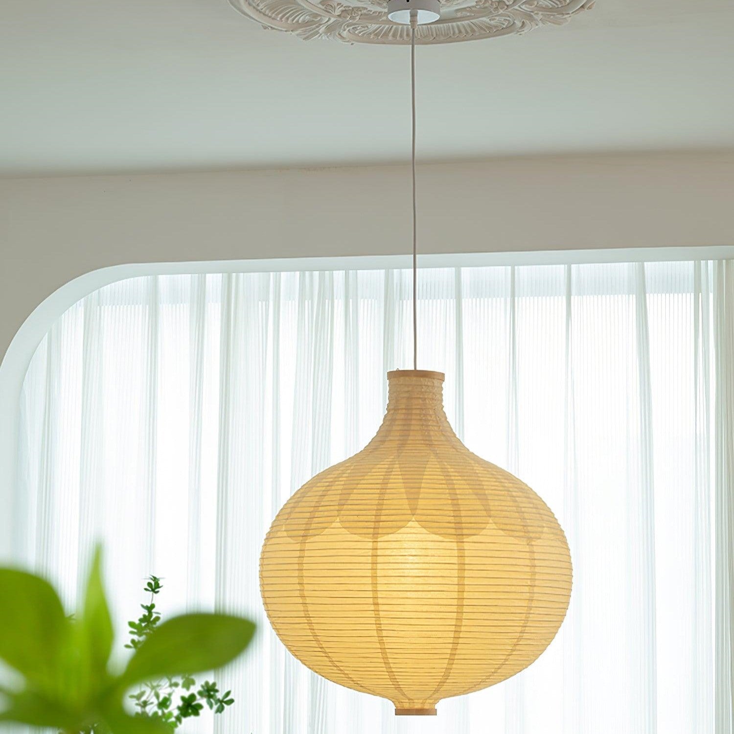 Ritta Japanse Ontwerp Globe Hout Papier LED Hanglampen Woonkamer
