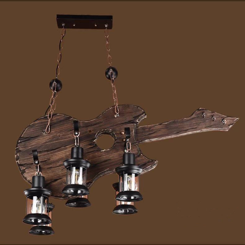 Austin Design Boerderij Hanglamp 6 Lantaarn Gitaar, Hout/Metaal, Woonk/Eetkamer