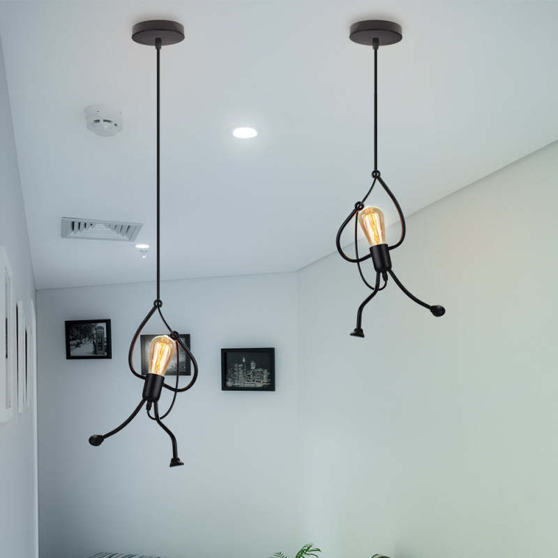 Salgado Retro Design Man LED Hanglamp Metaal Zwart/Wit Slaap/Woon/Eetkamer