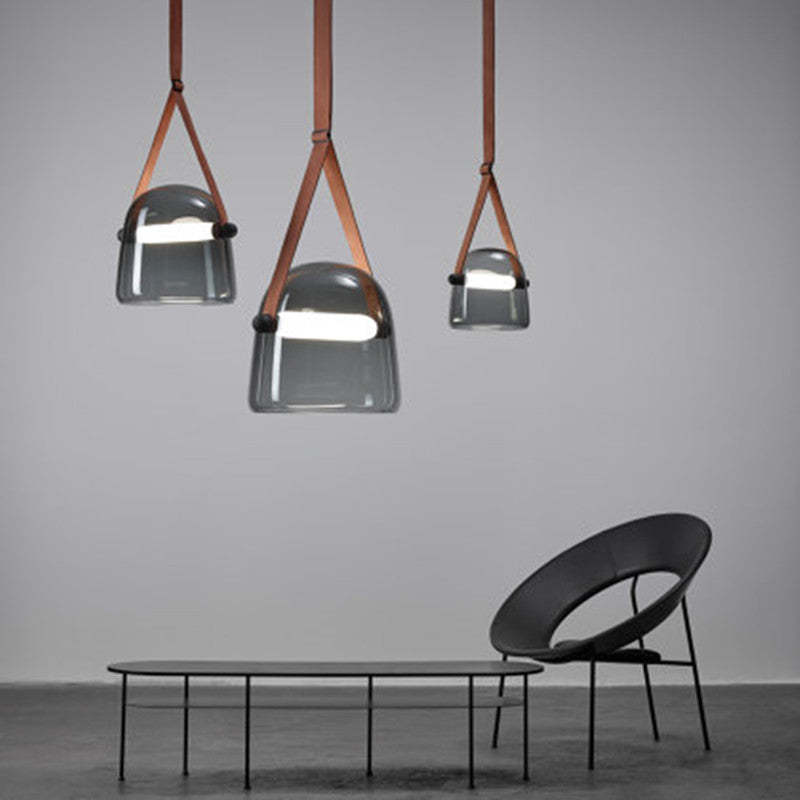 Cairns Modern Nordic Design LED Hanglamp Grijs/Wit Leer/Glas Slaap/Eet/Woonkamer