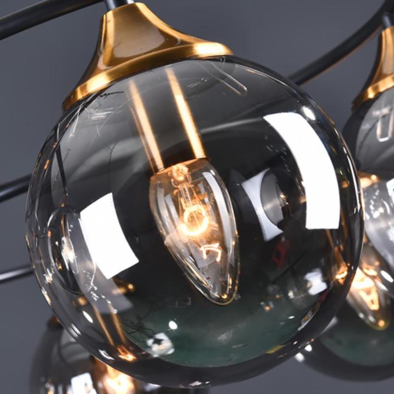 Valentina Vintage Ronde LED Plafondlamp Metaal/Glas Rokeriggrijs/Amber Slaap/Eet/Woonkamer