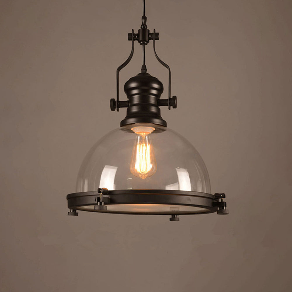 Alessio Design Retro Ronde LED Hanglampen Zwart Glas Metaal Eetkamer