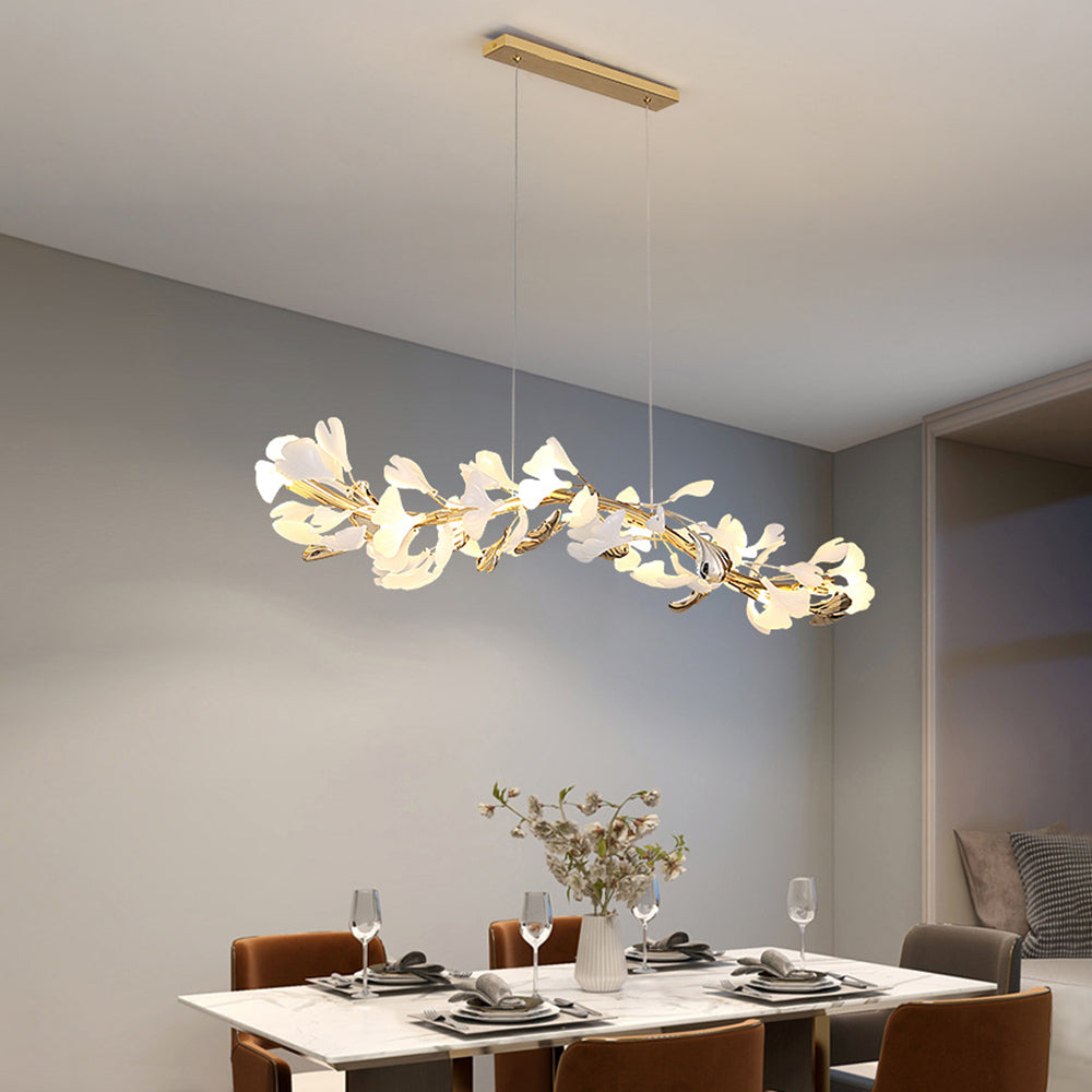 Olivia Design Ginkgoblad LED Hanglamp Goud/Wit Metaal/Keramisch Slaap/Eet/Woonkamer