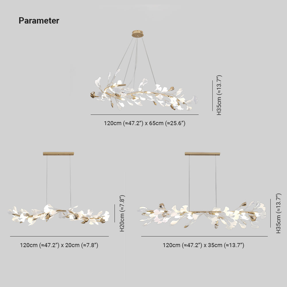 Olivia Design Ginkgoblad LED Hanglamp Goud/Wit Metaal/Keramisch Slaap/Eet/Woonkamer