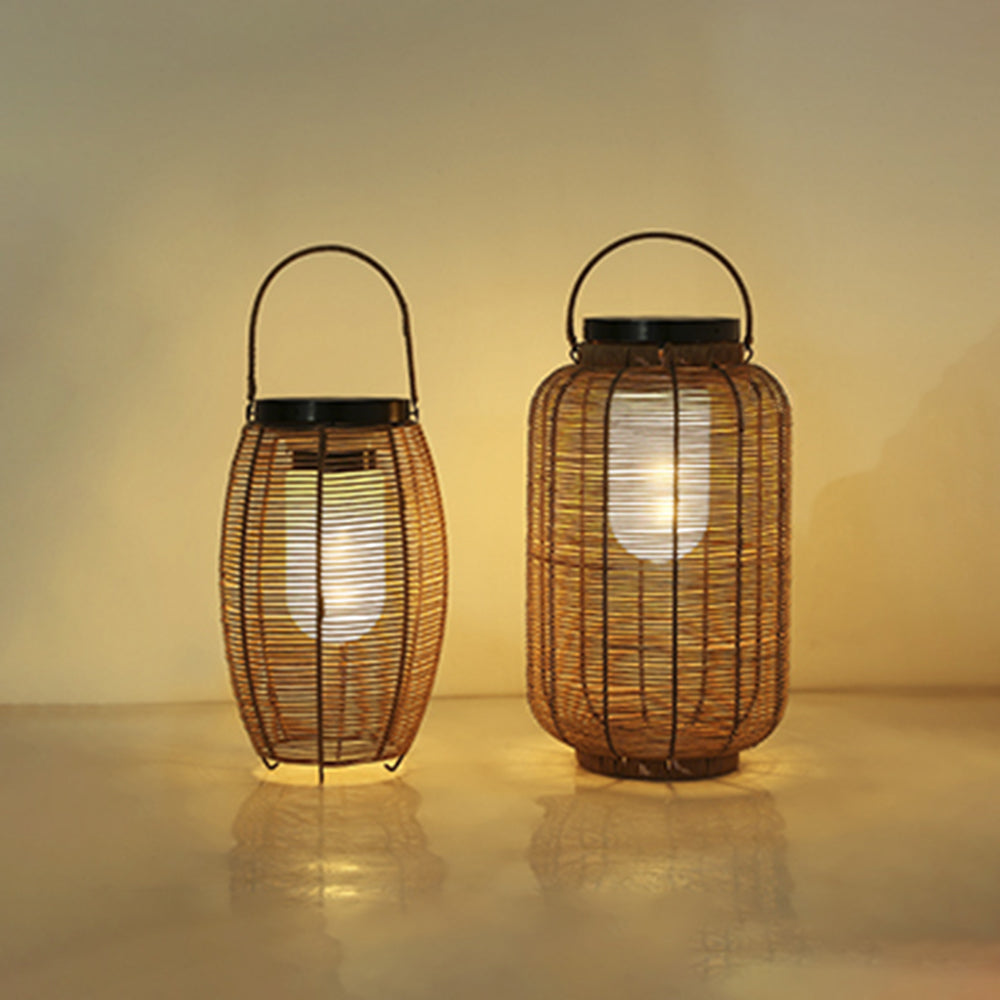 Ritta Retro LED Vloerlamp Hout Metaal/Rotan Tuin/Stoeprand/Balkon