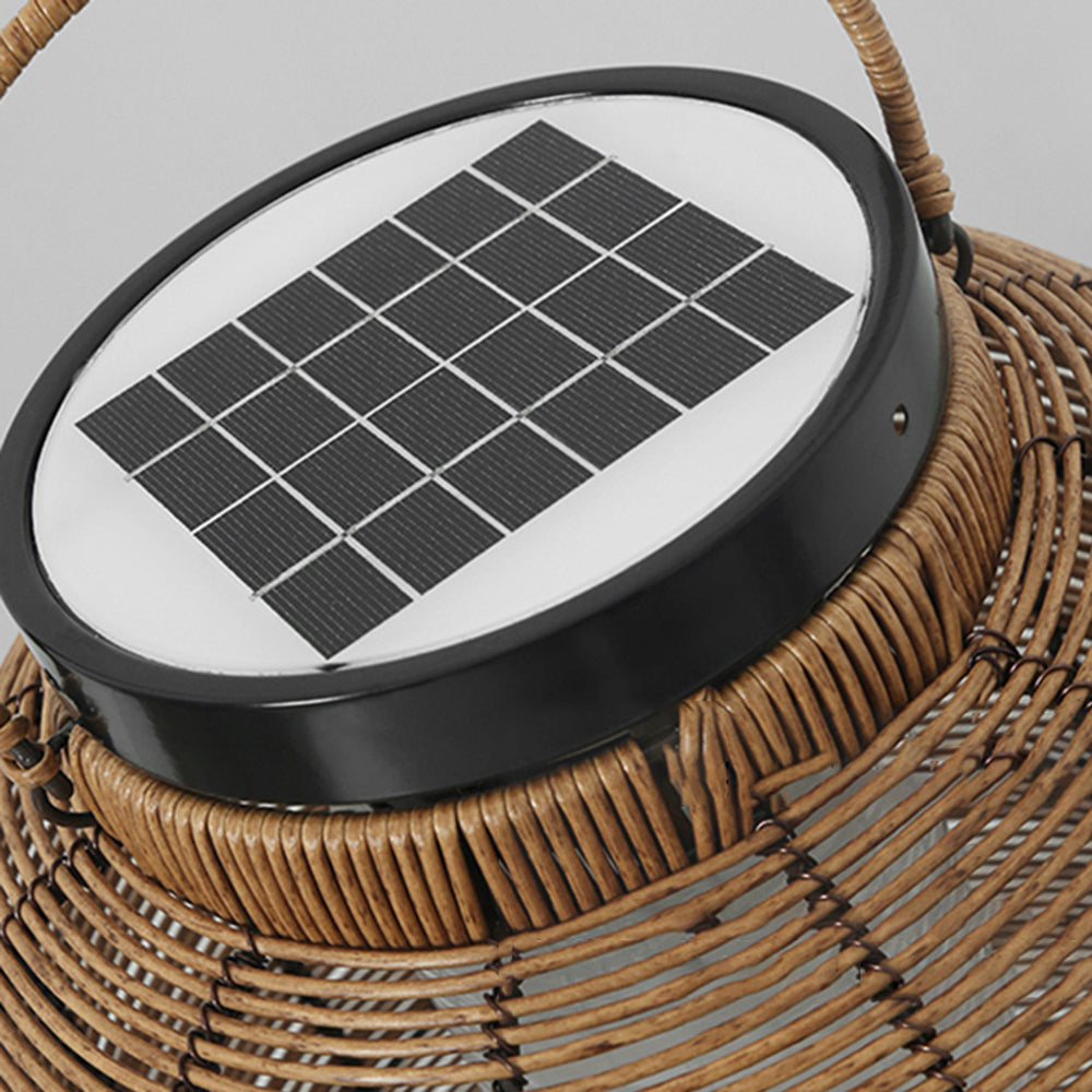 Ritta Retro LED Vloerlamp Hout Metaal/Rotan Tuin/Stoeprand/Balkon