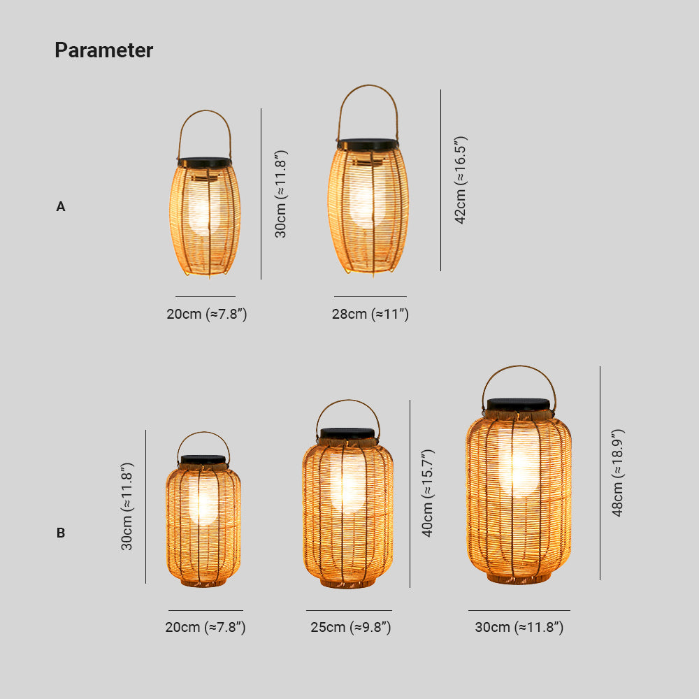 Ritta Retro LED Vloerlamp Hout Metaal/Rotan Tuin/Stoeprand/Balkon