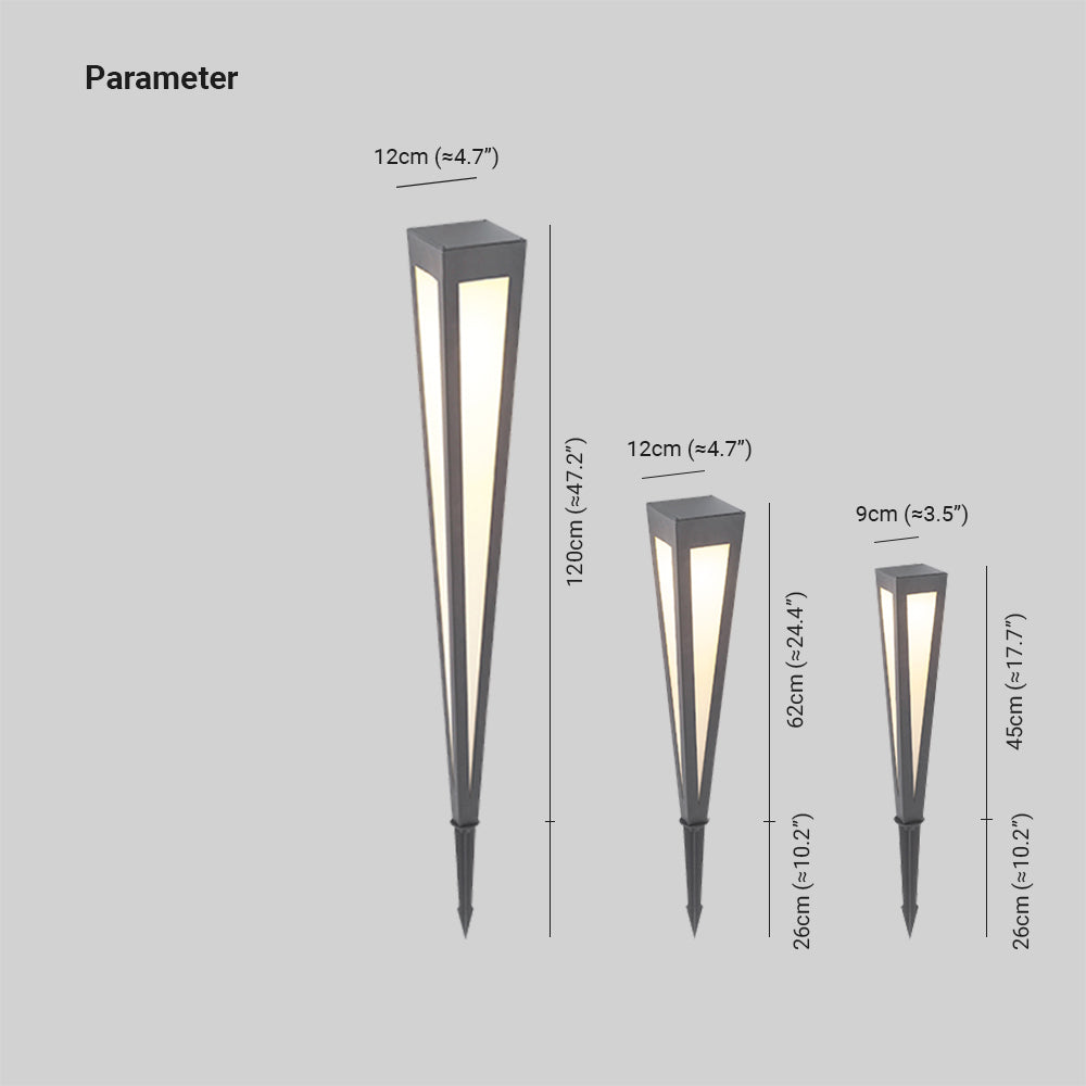 Cole Moderne Trigonale Lineaire Solar Buitenlamp Zwart Acryl