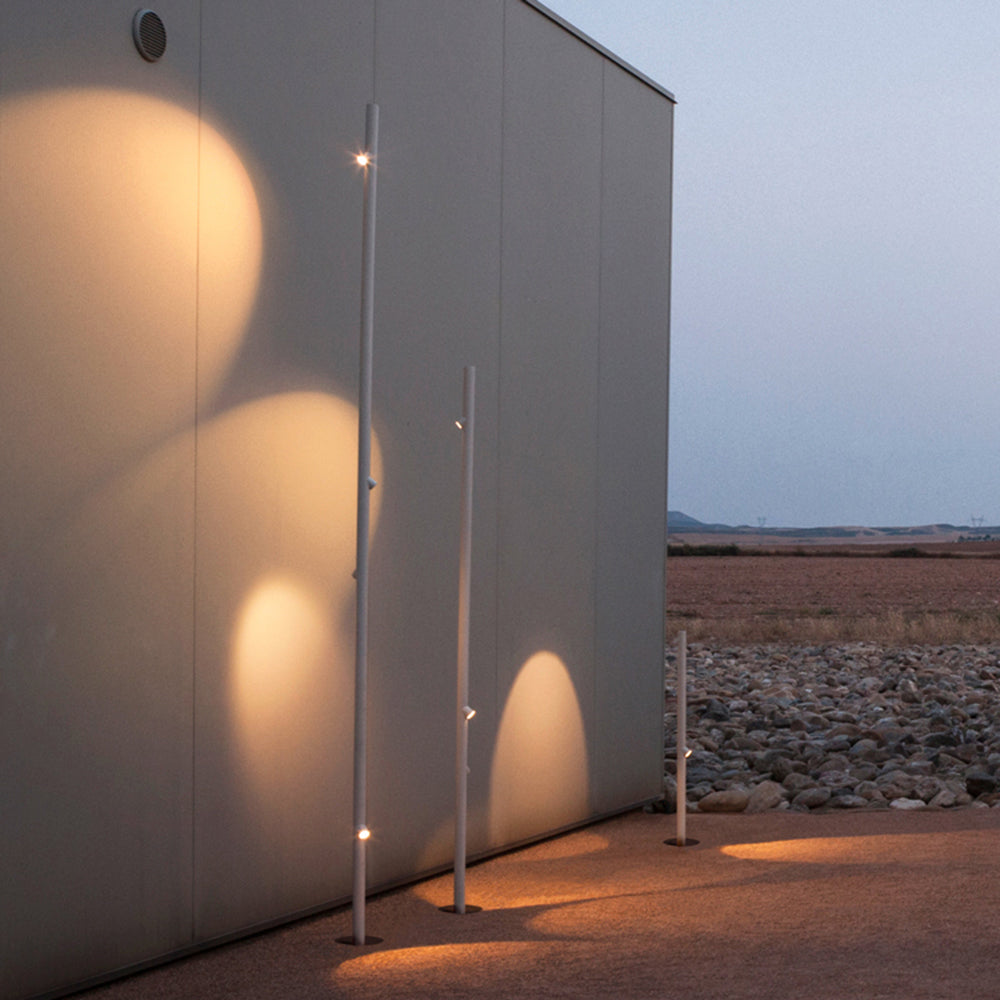 Edge Modern Bamboevorm LED Buiten Vloerlamp Grijs Wit Metaal Glas Tuin/Erf