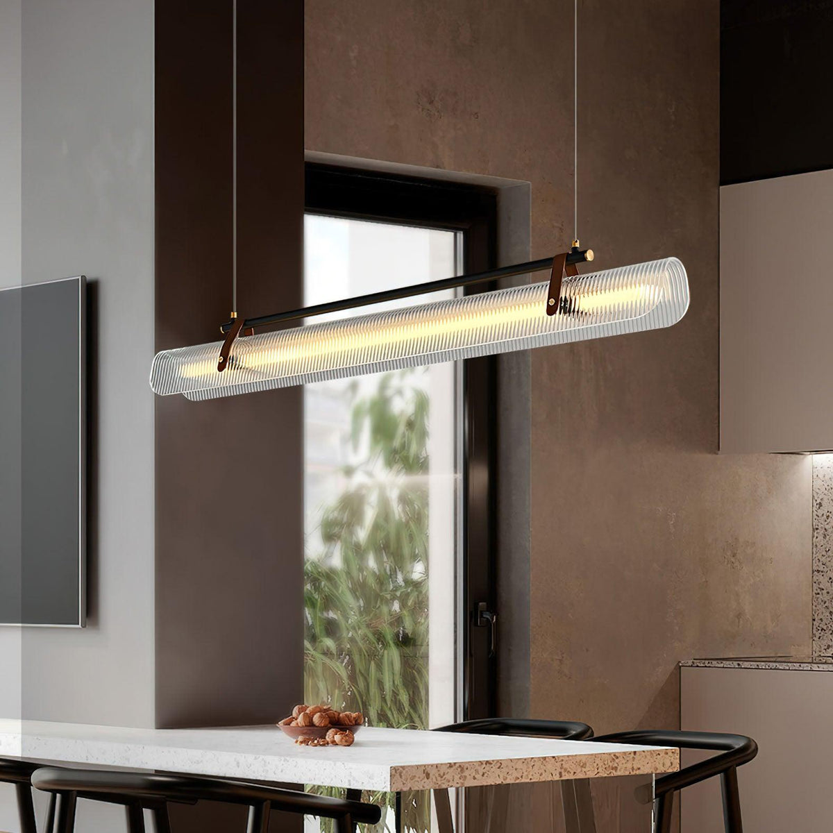 Niraenne Moderne hanglamp van acryl met lineair ontwerp voor eetkamer