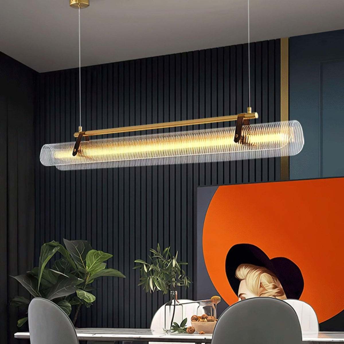 Niraenne Moderne hanglamp van acryl met lineair ontwerp voor eetkamer