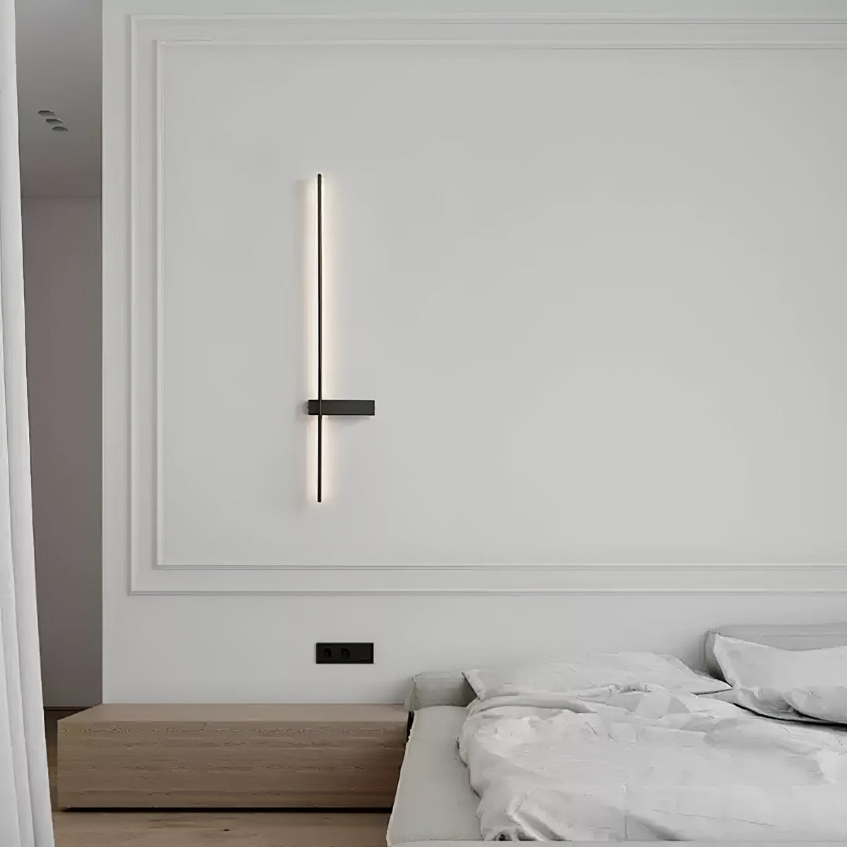 Mesv Lineair Oplaadbaar Zwart Wandlamp