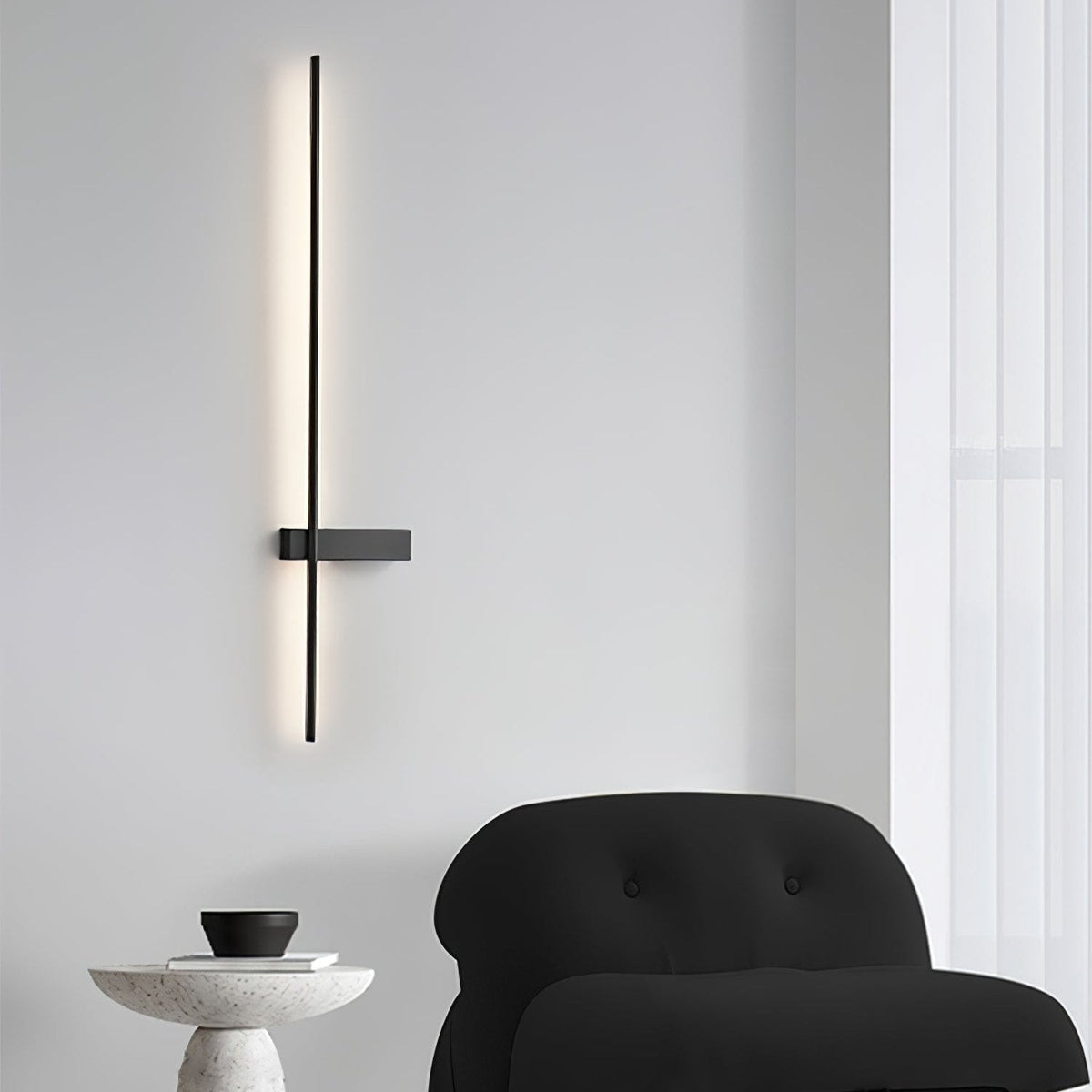 Mesv Lineair Oplaadbaar Zwart Wandlamp