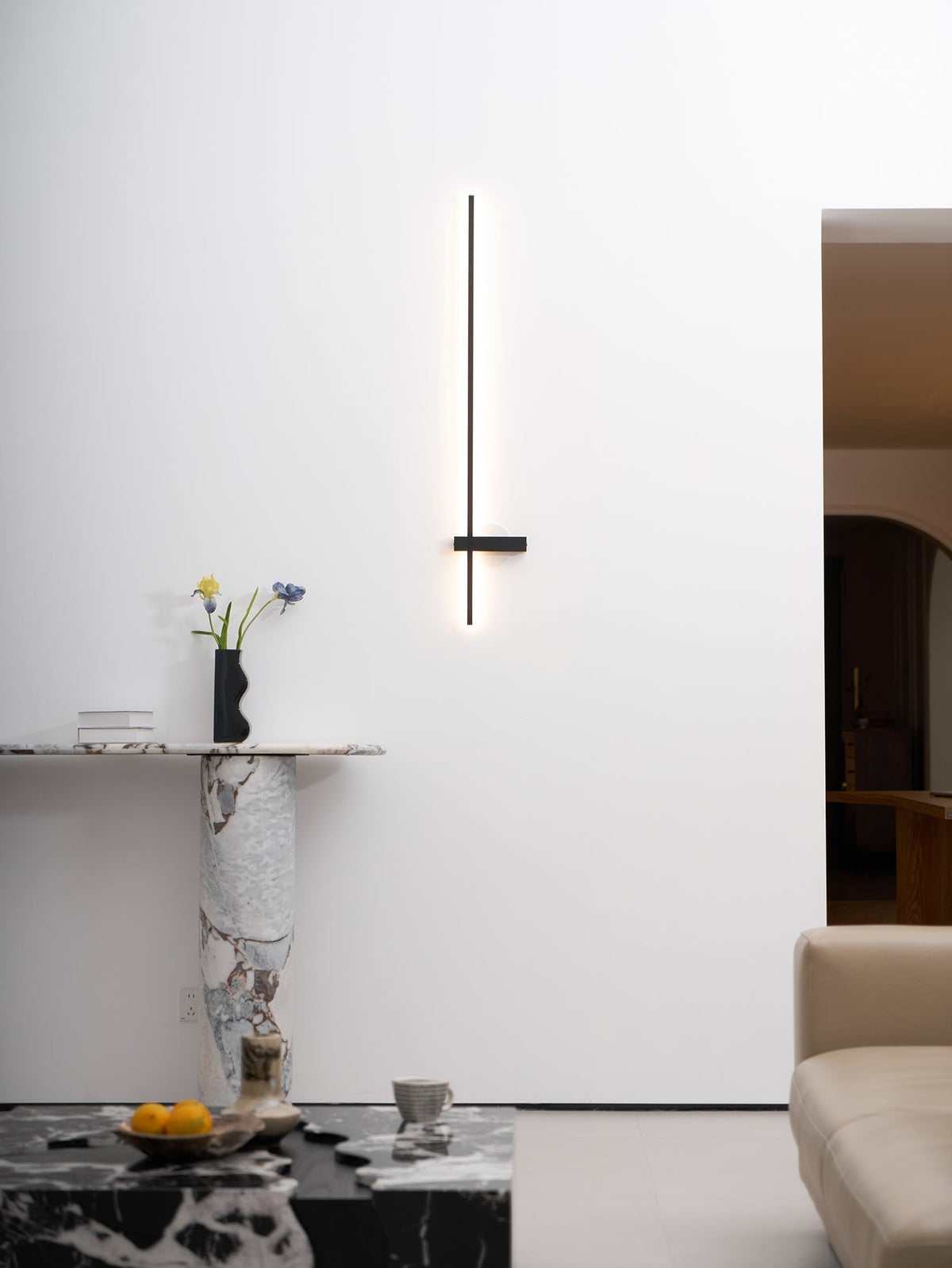 Mesv Lineair Oplaadbaar Zwart Wandlamp
