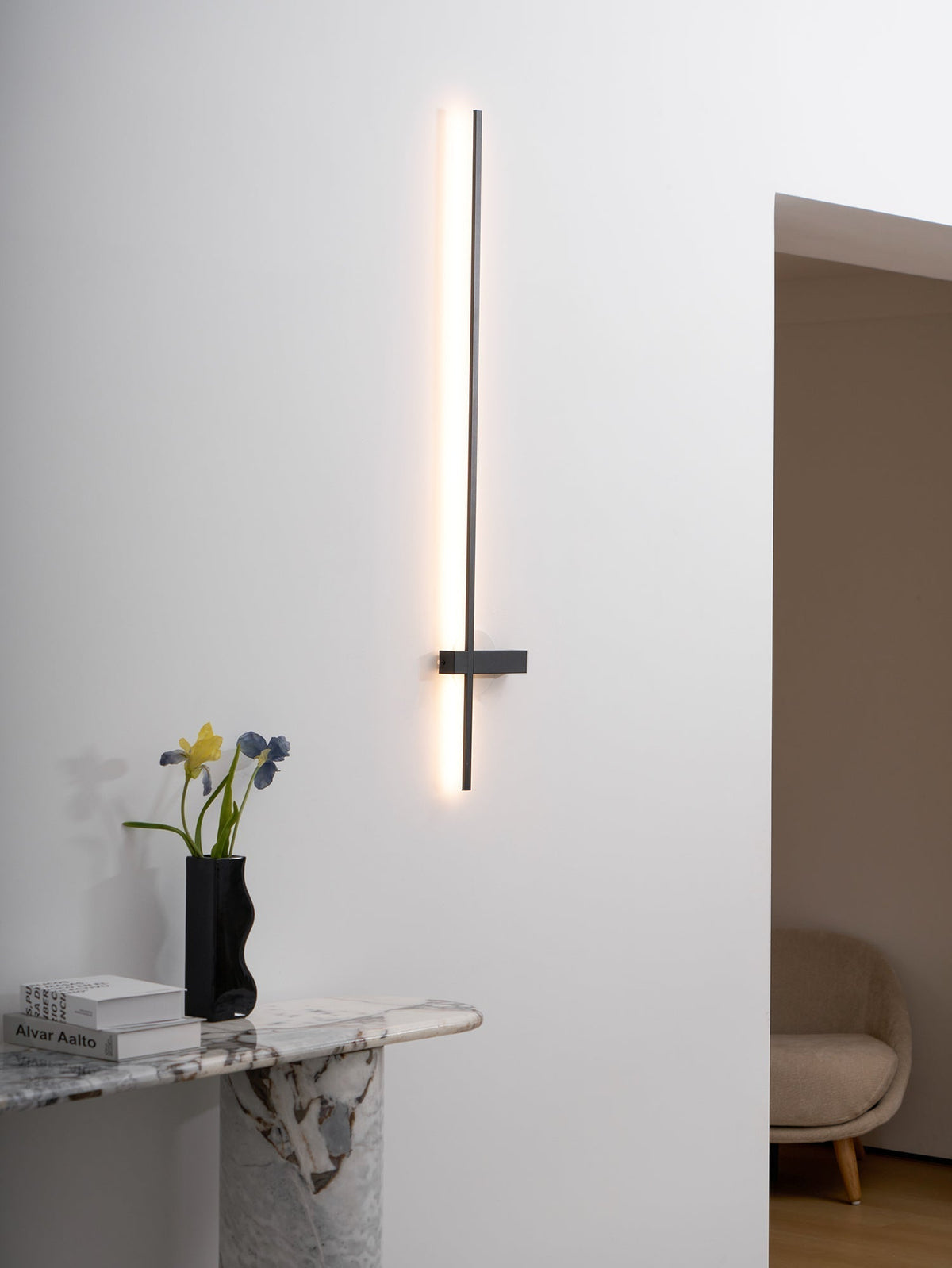 Mesv Lineair Oplaadbaar Zwart Wandlamp