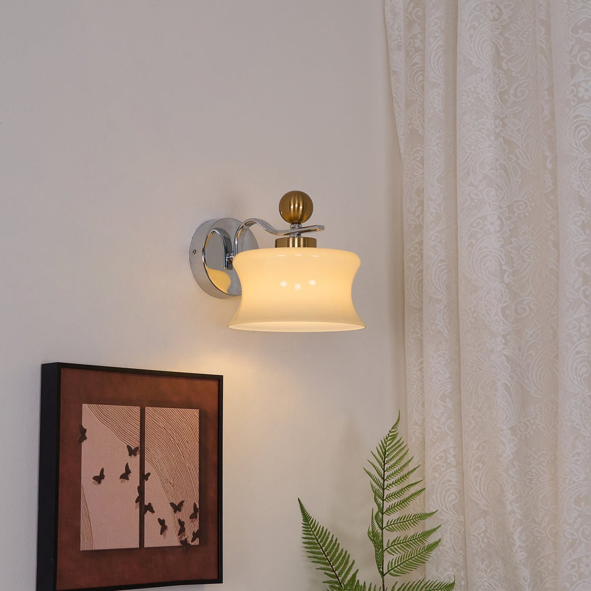 Blux Noordse kunst wandlamp met glazen kap