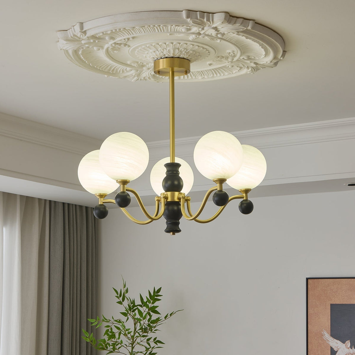 Ershaan sfeer elegantie vintage messing hout kroonluchter