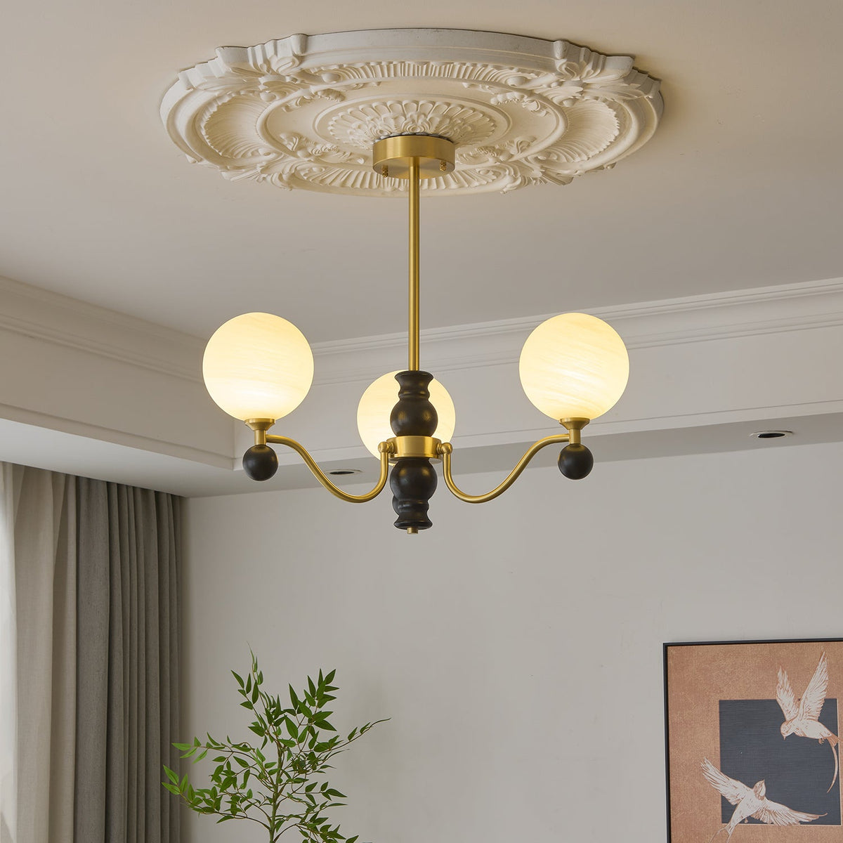 Ershaan sfeer elegantie vintage messing hout kroonluchter