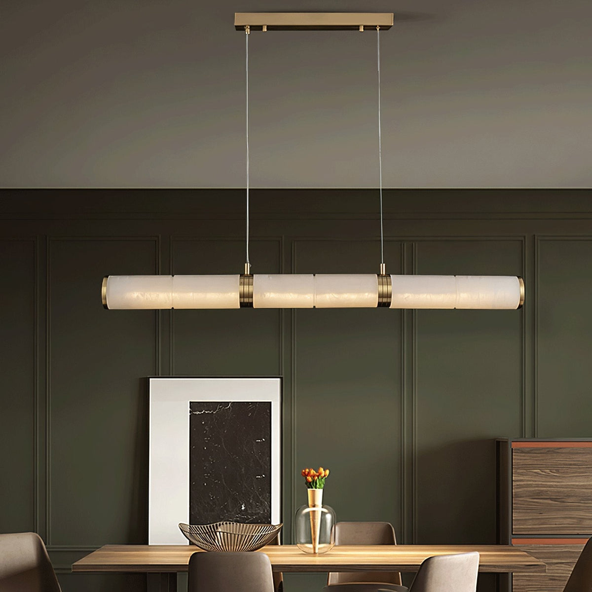 Gevrel minimalistisch hanglamp van albast