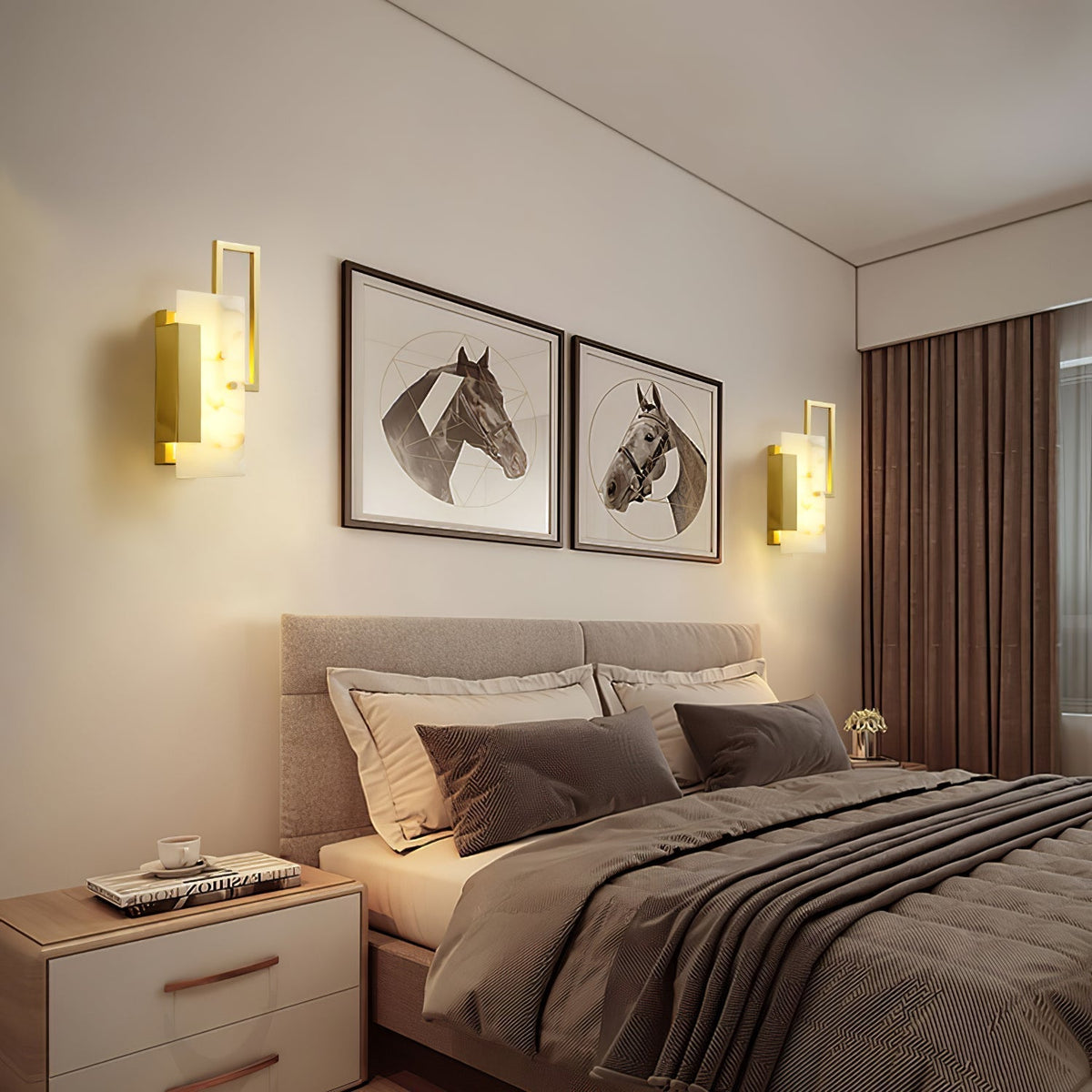 Albinelle albasten wandlamp met goudkleurig frame
