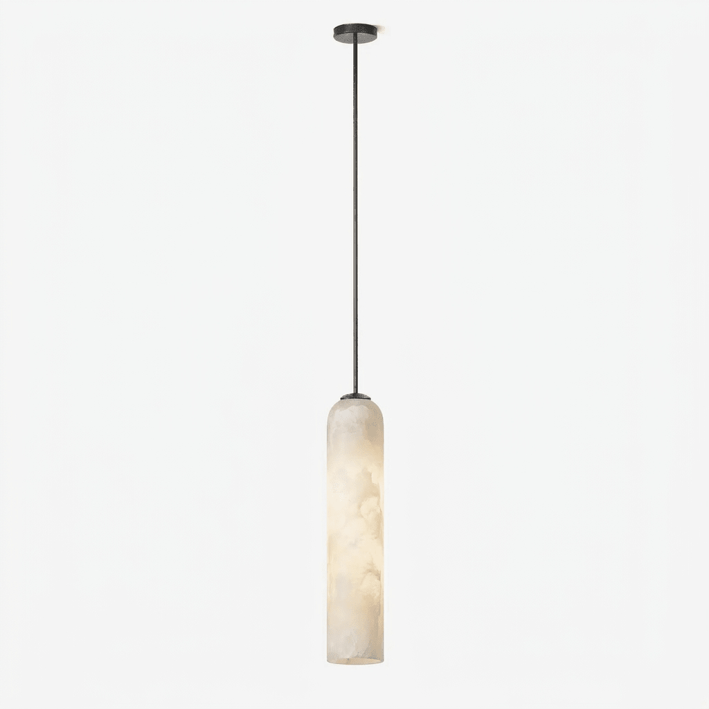Hanglamp met cilindervormige kap van albast