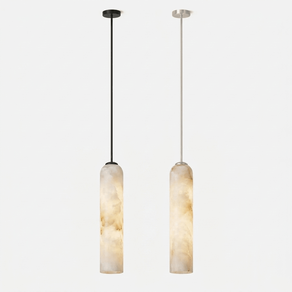 Hanglamp met cilindervormige kap van albast