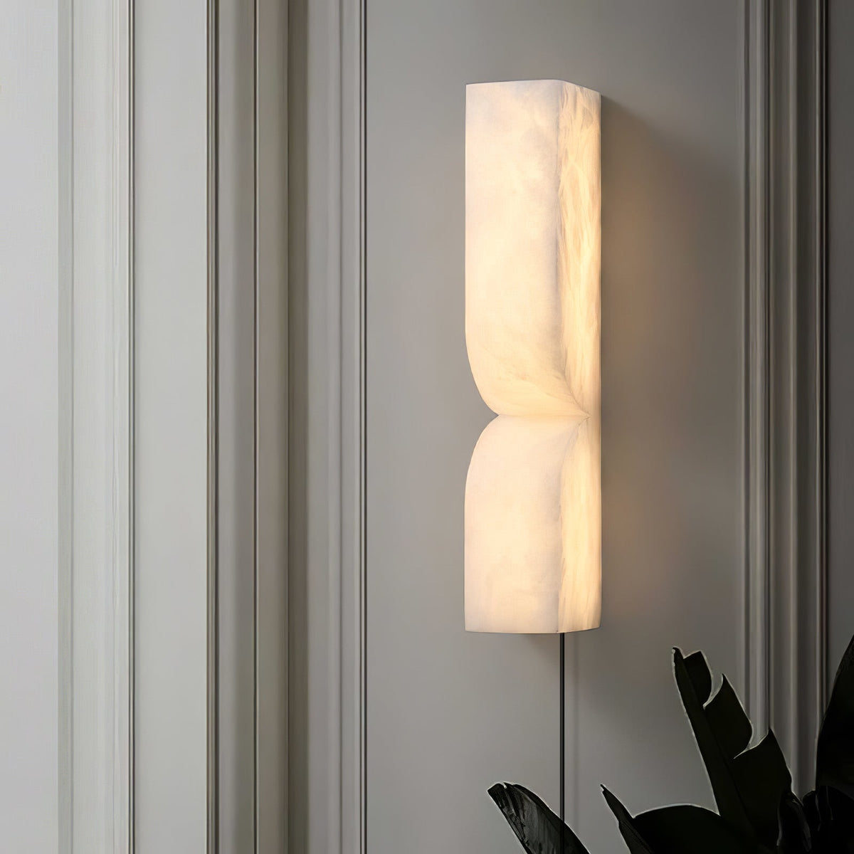 Lena Albast rechthoekige wandlamp met stekker