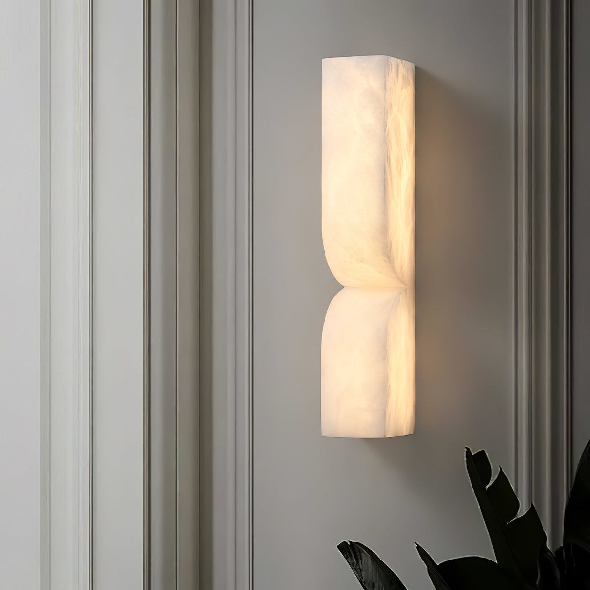 Lena Albast rechthoekige wandlamp met stekker