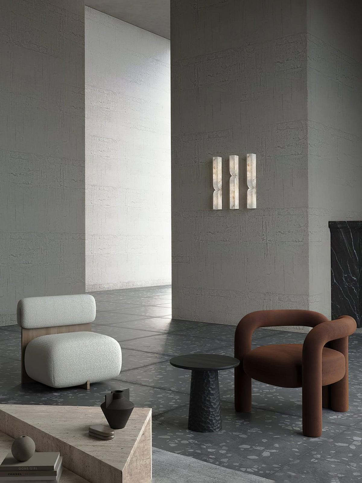 Lena Albast rechthoekige wandlamp met stekker