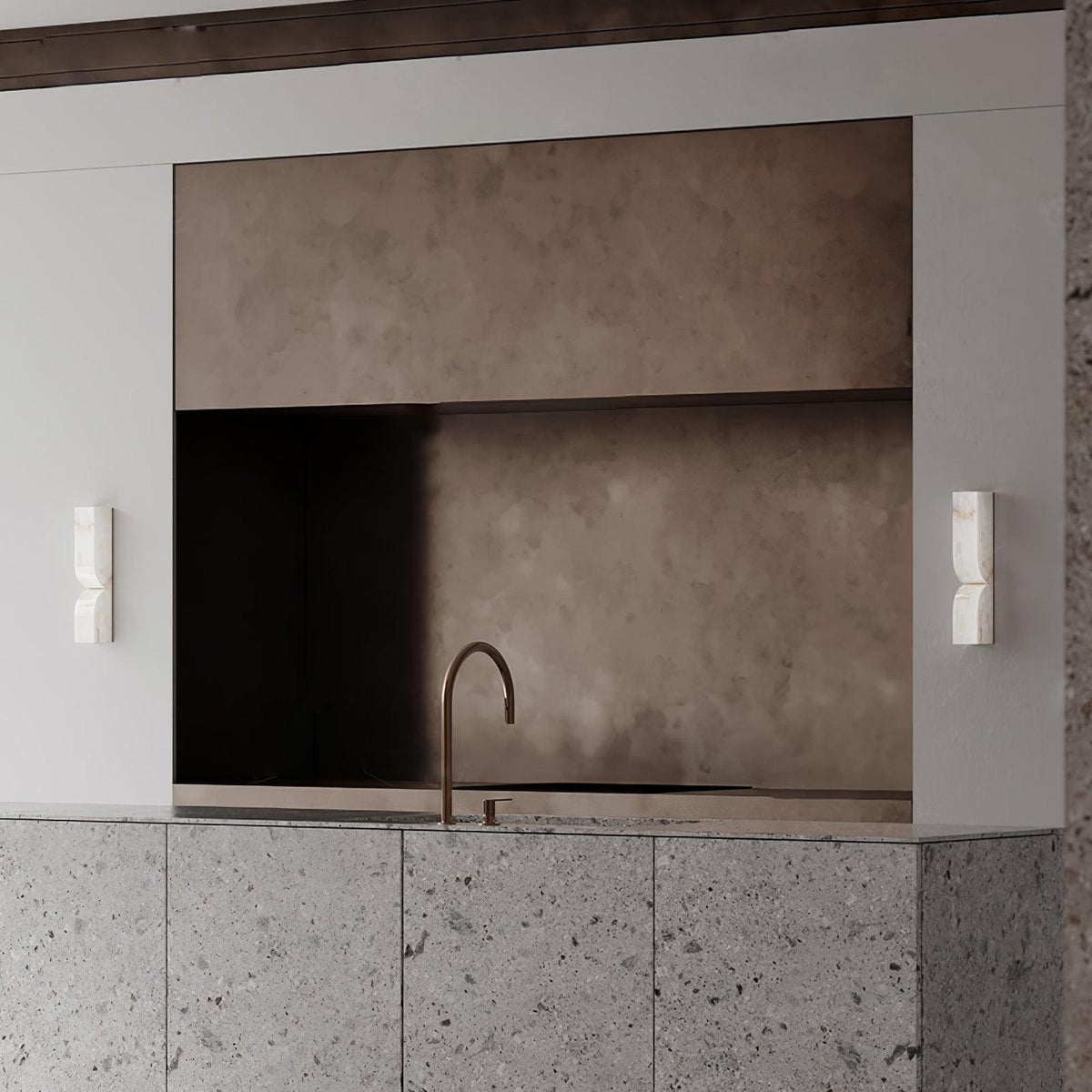 Niveelle Albast Rechthoekige wandlamp