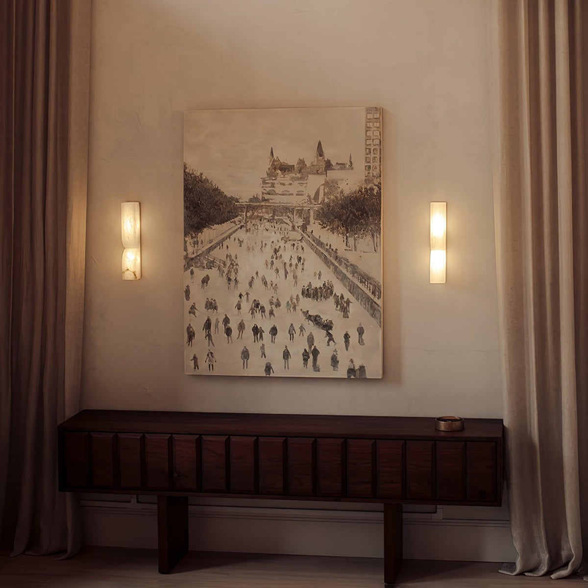 Lena Albast rechthoekige wandlamp met stekker