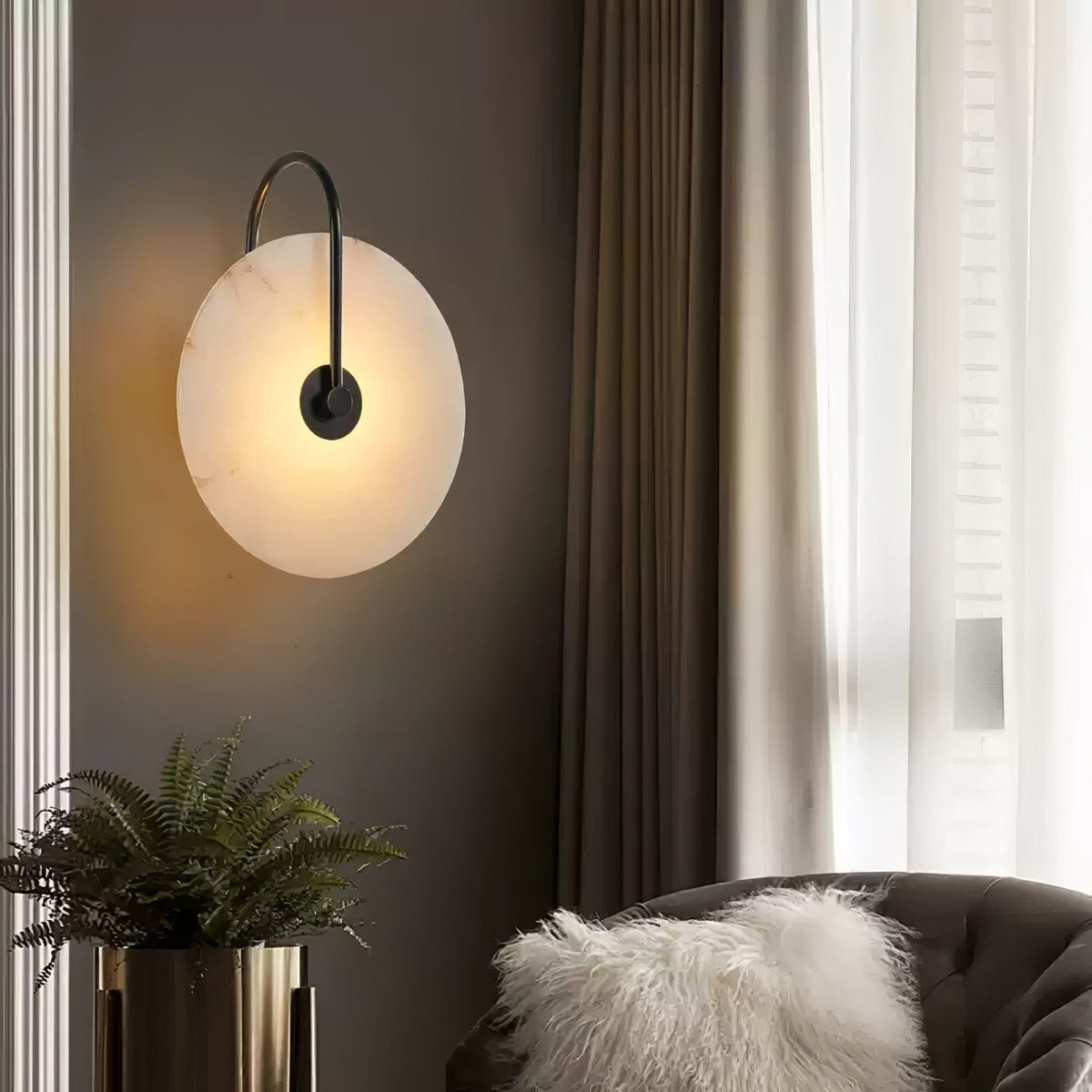 Albeaine Albast bollen wandlamp met Stekker