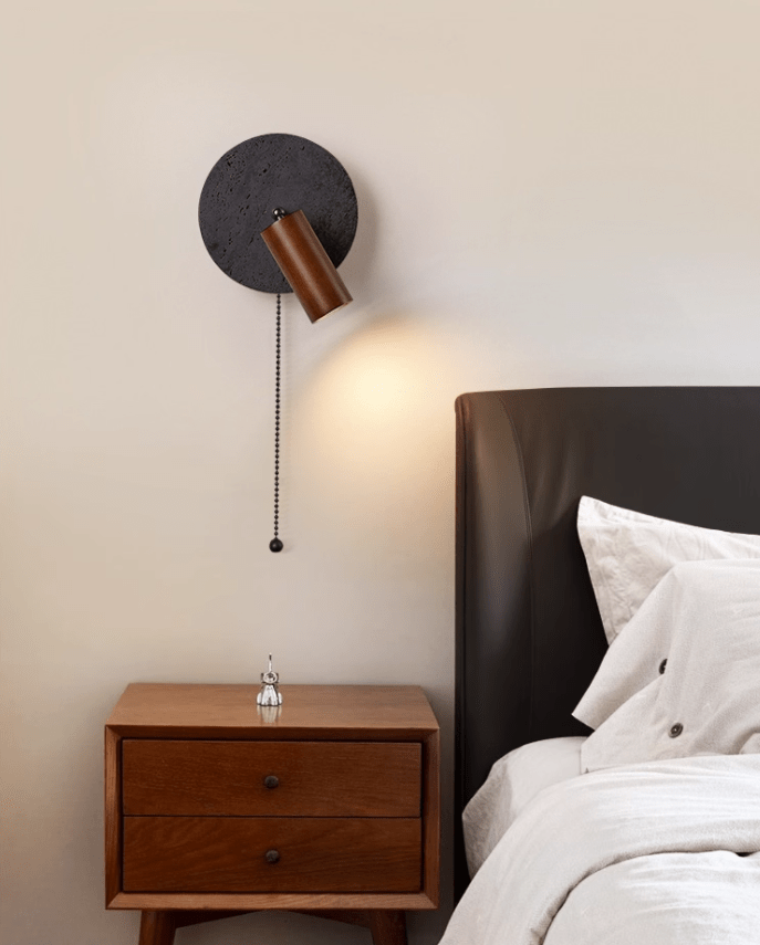Jaxlen Zwart travertin wandlamp