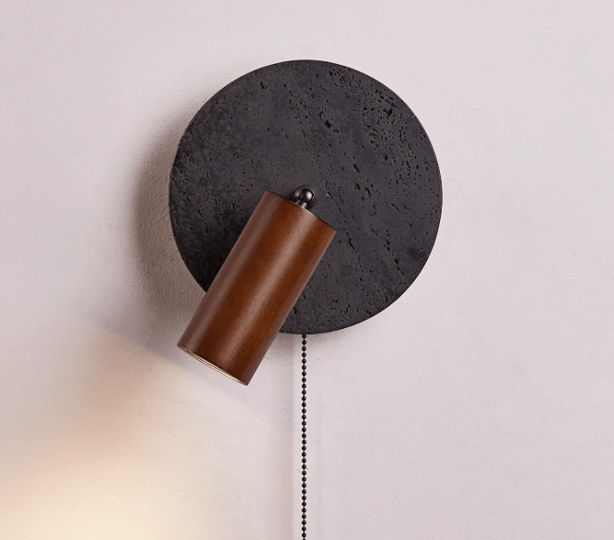 Jaxlen Zwart travertin wandlamp