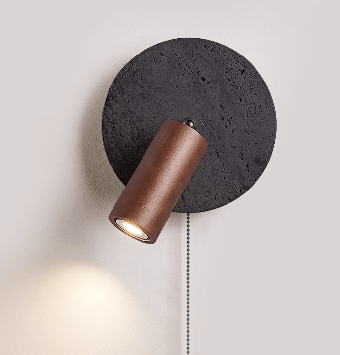 Jaxlen Zwart travertin wandlamp