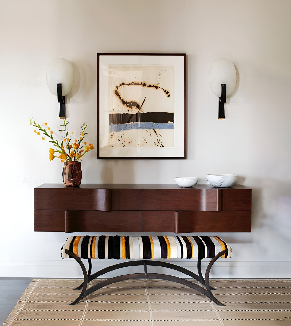 Nivaeria Moderne wandlamp van albast met afwerking