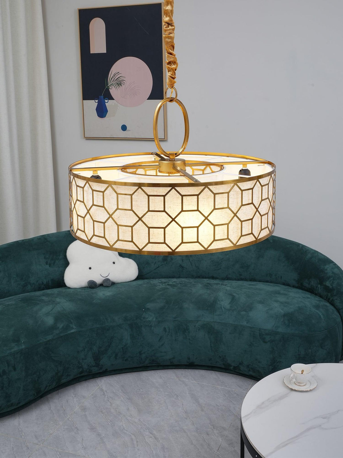Arshaor Premium elegantie Ronde hanglamp van koper en glas
