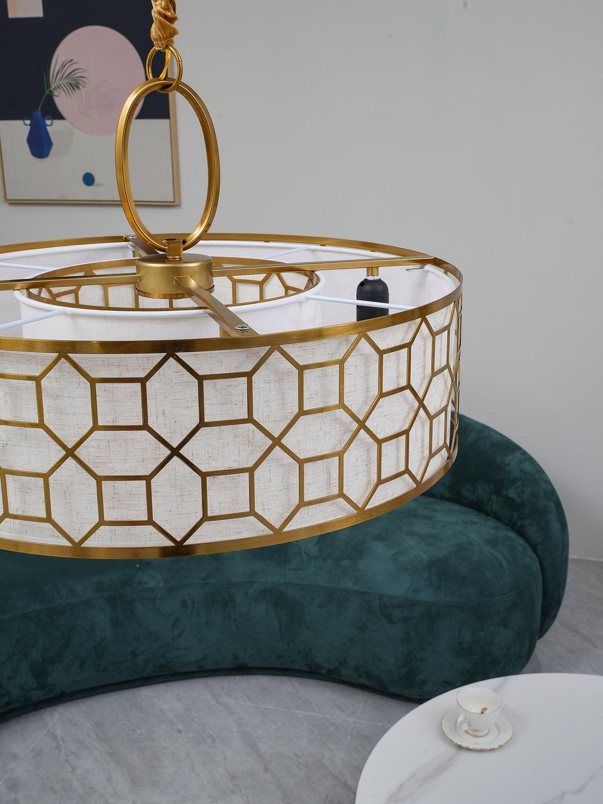 Arshaor Premium elegantie Ronde hanglamp van koper en glas